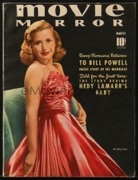 8x744 MOVIE MIRROR magazine March 1940 great cover portrait of Priscilla Lane by George Hurrell!