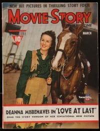 8x914 MOVIE STORY magazine March 1941 great cover portrait of smiling Deanna Durbin & horse!