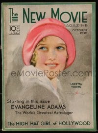 8x923 NEW MOVIE MAGAZINE magazine October 1930 cover art of Loretta Young by Penrhyn Stanlaws!