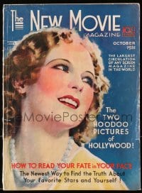 8x927 NEW MOVIE MAGAZINE magazine October 1931 great cover art of pretty Dorothy Jordan!