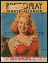 8x935 PHOTOPLAY magazine June 1943 great cover portrait of sexy Betty Grable by Paul Hesse!