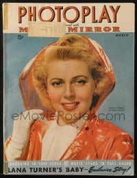 8x934 PHOTOPLAY magazine March 1943 great cover portrait of Lana Turner in raincoat by Paul Hesse!