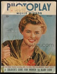 8x937 PHOTOPLAY magazine October 1943 great cover portrait of Ingrid Bergman by Paul Hesse!