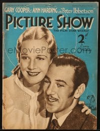 8x962 PICTURE SHOW English magazine March 21, 1936 Gary Cooper & Ann Harding in Peter Ibbetson!