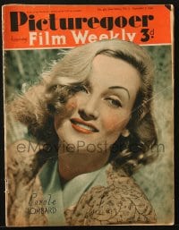 8x981 PICTUREGOER English magazine September 7, 1940 great cover portrait of sexy Carole Lombard!