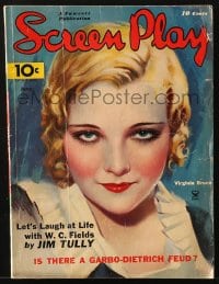 8x787 SCREEN PLAY magazine June 1935 great cover art of Virginia Bruce, Garbo-Dietrich feud!