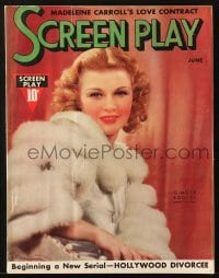 8x790 SCREEN PLAY magazine June 1937 great cover portrait of Ginger Rogers by James Doolittle!