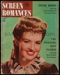 8x792 SCREEN ROMANCES magazine August 1946 great cover portrait of Betty Grable as Miss Pilgrim!