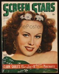 8x793 SCREEN STARS magazine September 1944 great cover portrait of sexy Paulette Goddard!