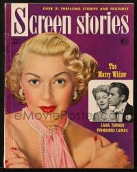 8x798 SCREEN STORIES magazine April 1952 great cover portrait of sexy Lana Turner, The Merry Widow!