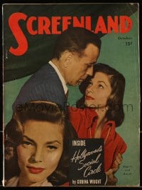 8x805 SCREENLAND magazine October 1947 Humphrey Bogart & Luaren Bacall in Dark Passage by Richee!