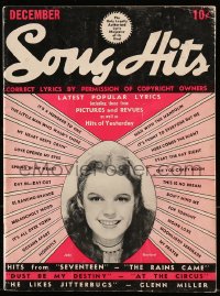 8x810 SONG HITS magazine December 1939 Judy Garland on the cover, latest popular music lyrics!