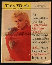 8x820 THIS WEEK magazine December 11, 1960 contains a beauty biography of Marilyn Monroe!