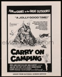 8x479 CARRY ON CAMPING pressbook 1971 Sidney James, English nudist sex, wacky Fratini outdoors art!