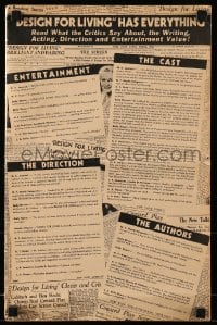8x660 DESIGN FOR LIVING pressbook supplement 1933 Fredric March, Miriam Hopkins, publicity section!