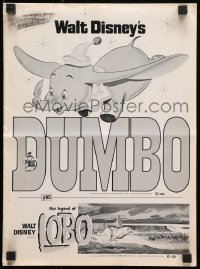 8x512 DUMBO/LEGEND OF LOBO pressbook 1972 Walt Disney double-bill, elephants & wolves!
