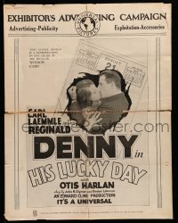 8x537 HIS LUCKY DAY pressbook 1929 Reginald Denny hits the jackpot with two very sexy girls!