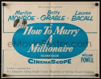 8x663 HOW TO MARRY A MILLIONAIRE pressbook supplement 1953 magnetic or optical sound systems, rare!