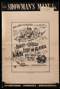 8x562 LOST IN ALASKA pressbook 1952 artwork of Bud Abbott & Lou Costello falling on ice!