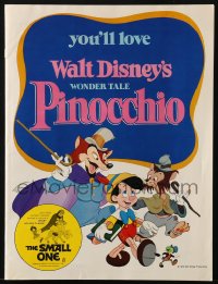 8x594 PINOCCHIO pressbook R1978 Disney classic cartoon about a wooden boy who wants to be real!