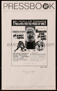 8x596 PLANET OF THE APES/BENEATH THE PLANET OF THE APES pressbook 1971 2 apes for the price of 1!