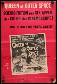 8x602 QUEEN OF OUTER SPACE pressbook 1958 artwork of sexy full-length Zsa Zsa Gabor on Venus!
