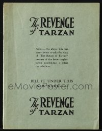 8x607 REVENGE OF TARZAN pressbook 1920 w/posters in full-color & original Return title, ultra rare!