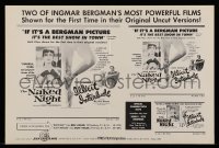8x615 SAWDUST & TINSEL/ILLICIT INTERLUDE pressbook 1960s 2 of Ingmar Bergman's most powerful films!