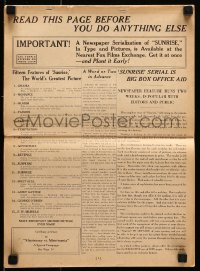 8x665 SUNRISE pressbook supplement 1927 Janet Gaynor, George O'Brien, directed by F.W. Murnau, rare!