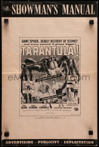 8x631 TARANTULA pressbook 1955 great art of people running from 100 foot high spider monster!