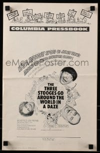8x639 THREE STOOGES GO AROUND THE WORLD IN A DAZE pressbook 1963 wacky Moe, Larry & Curly-Joe!