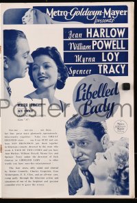 8x028 LIBELED LADY English pressbook 1936 Jean Harlow, William Powell, Spencer Tracy & Myrna Loy!