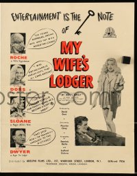 8x034 MY WIFE'S LODGER English pressbook 1952 triangle with a laugh at every angle, sexy Diana Dors!