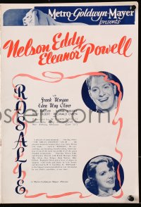 8x042 ROSALIE English pressbook 1937 West Point cadet Nelson Eddy & pretty Eleanor Powell!