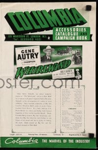 8x052 WHIRLWIND English pressbook 1951 great image of Gene Autry riding his horse Champion, Smiley Burnette