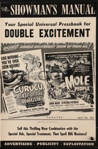 8x494 CURUCU BEAST OF THE AMAZON/MOLE PEOPLE pressbook 1956 Universal horror/sci-fi double-bill!