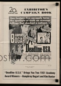 8x497 DEADLINE-U.S.A. pressbook 1952 newspaper editor Humphrey Bogart, best journalism movie ever!
