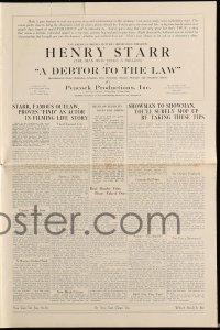 8x499 DEBTOR TO THE LAW pressbook 1919 real life outlaw Henry Starr, The Man Who Stole a Million!