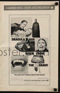 8x509 DRACULA HAS RISEN FROM THE GRAVE pressbook 1969 Hammer, Christopher Lee as the vampire!