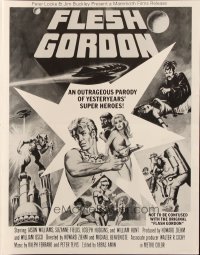 8x519 FLESH GORDON pressbook 1974 sexy sci-fi spoof, different wacky erotic super hero art!