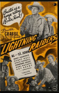 8x554 LIGHTNING RAIDERS pressbook 1945 Buster Crabbe King of the Wild West, Fuzzy St. John!