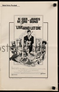 8x555 LIVE & LET DIE pressbook 1973 Roger Moore as James Bond, art by Robert McGinnis!