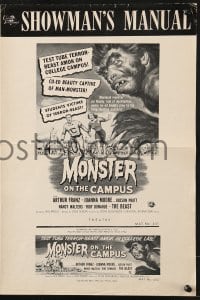 8x581 MONSTER ON THE CAMPUS pressbook 1958 Jack Arnold, Reynold Brown art of beast amok at college!