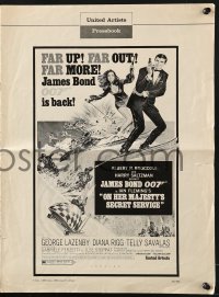 8x587 ON HER MAJESTY'S SECRET SERVICE pressbook 1969 George Lazenby's only appearance as James Bond