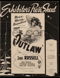 8x589 OUTLAW Australian pressbook R1952 sexy Jane Russell & Jack Buetel, Howard Hughes classic!