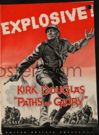 8x590 PATHS OF GLORY pressbook 1958 Stanley Kubrick, great artwork of Kirk Douglas in WWI!