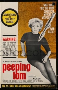 8x591 PEEPING TOM pressbook 1960 Michael Powell English voyeur classic, diabolocal murder weapon!