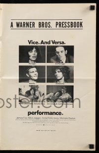 8x592 PERFORMANCE pressbook 1970 directed by Nicolas Roeg, Mick Jagger & James Fox trading roles!