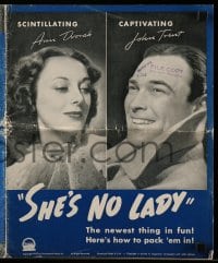 8x619 SHE'S NO LADY pressbook 1937 scintillating Ann Dvorak & captivating John Trent!