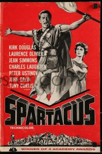 8x622 SPARTACUS pressbook 1962 classic Stanley Kubrick winner of 4 Academy Awards, Kirk Douglas